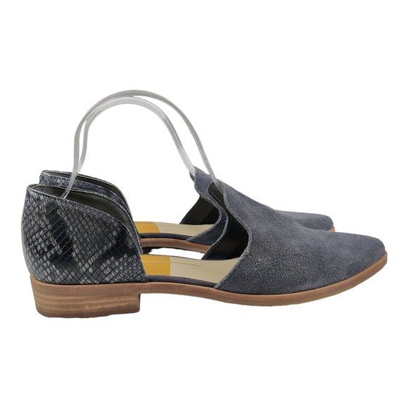 Dolce Vita Gray Suede Leather Flats Kelsa Snake Print Slip On - Picture 1 of 11